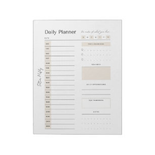 Customisable Neutral Daily Planner - Top Priority, Notepad