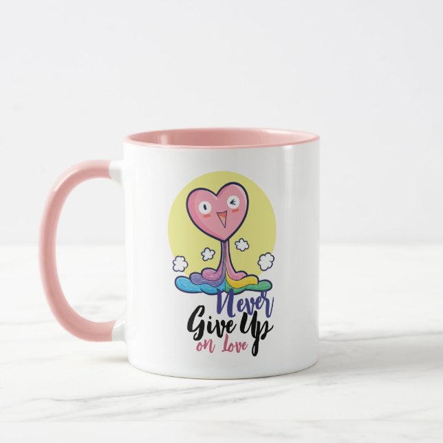 Customisable Never Give Up on Love Mug (Left)