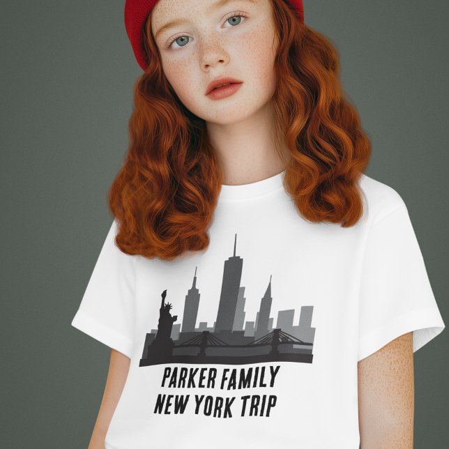 Customisable New York Trip Skyline Kids T-Shirt (Creator Uploaded)