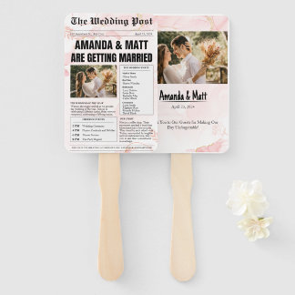 Customisable Newspaper Wedding Program Fans