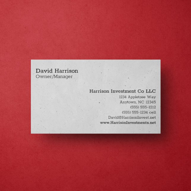 Customisable Nine Line Personalised Business Card (Professional Business Cards)