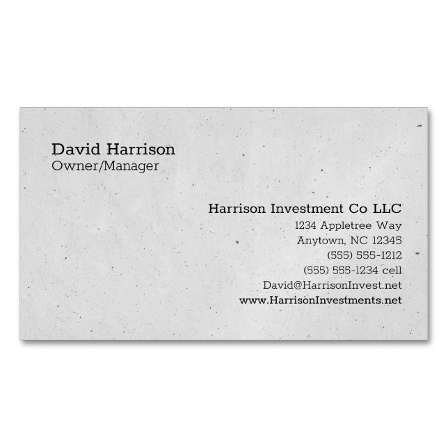 Customisable Nine Line Personalised Magnetic Business Card (Front)