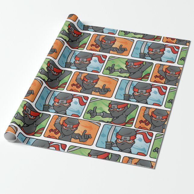 Customisable Ninja Designs Wrapping Paper (Unrolled)