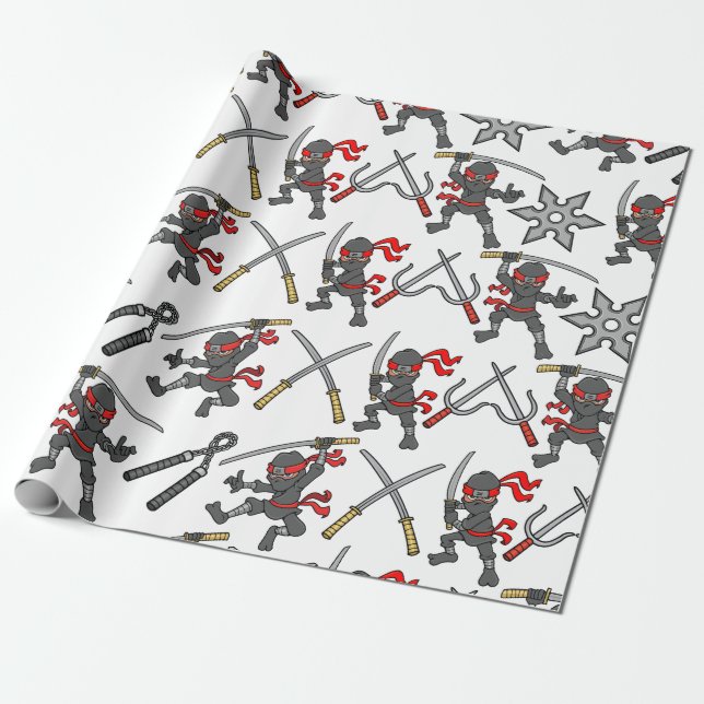 Customisable Ninja Pattern Wrapping Paper (Unrolled)