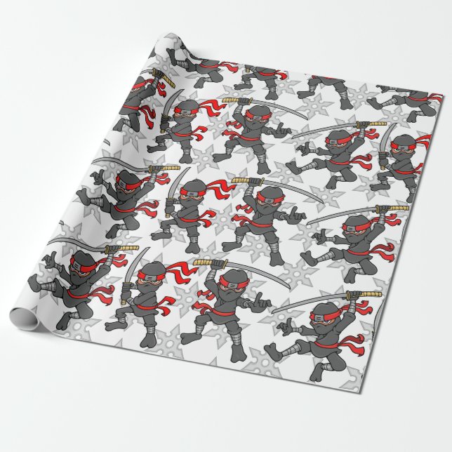 Customisable Ninja Pattern Wrapping Paper (Unrolled)