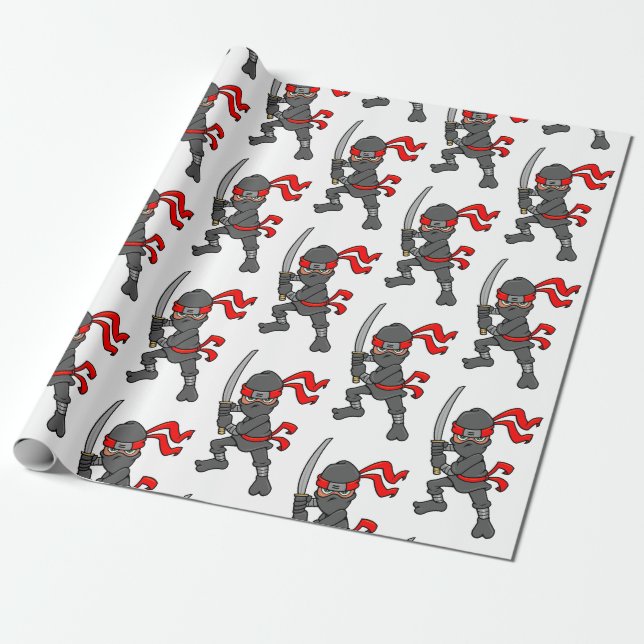 Customisable Ninja Pattern Wrapping Paper (Unrolled)