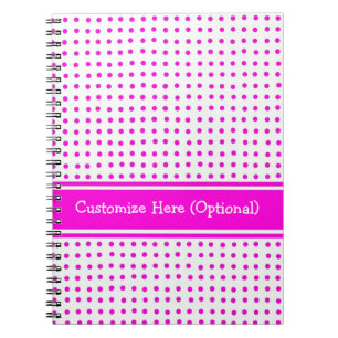 Customisable Notebook, Pink Polka Dots Notebook