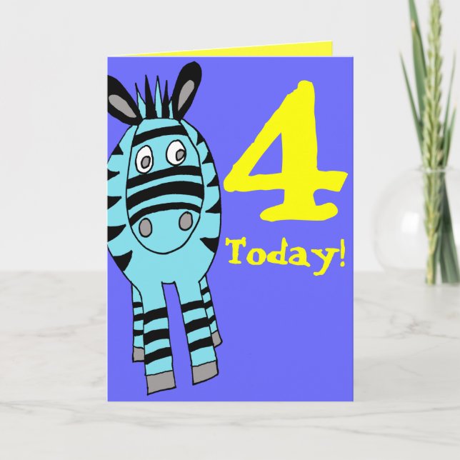 customisable number zebra birthday card (Front)