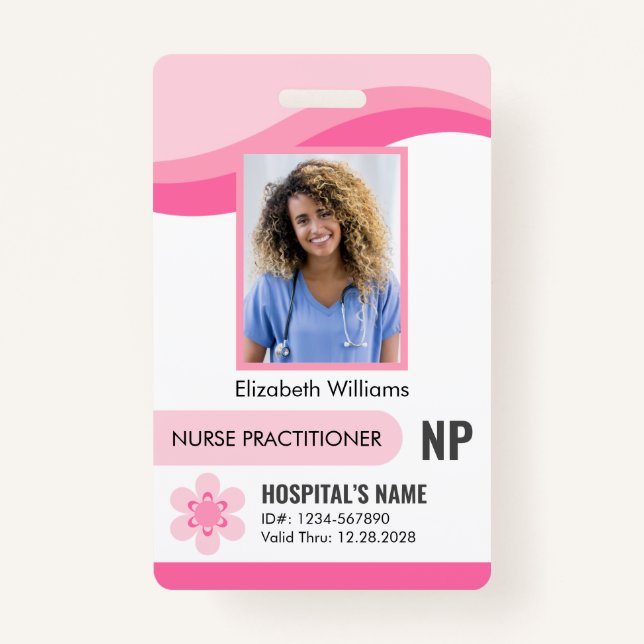 Customisable Nurse Practitioner Security ID Photo ID Badge (Front)