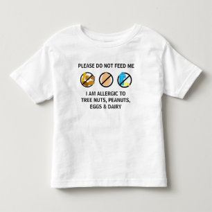 Customisable Nut Dairy Egg Allergy Alert Kids Toddler T-Shirt