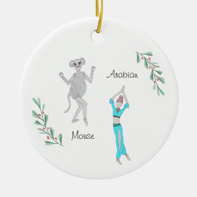 Customisable  Nutcracker Arabian/Mouse Ceramic Tree Decoration (Front)