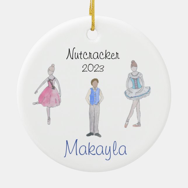Customisable Nutcracker Fritz, Flower, Marzipan  Ceramic Tree Decoration (Back)