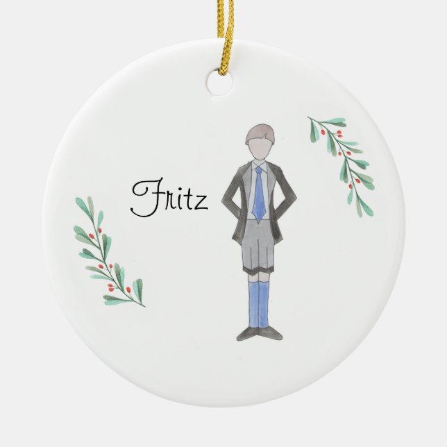 Customisable  Nutcracker Fritz Keepsake Ceramic Tree Decoration (Front)