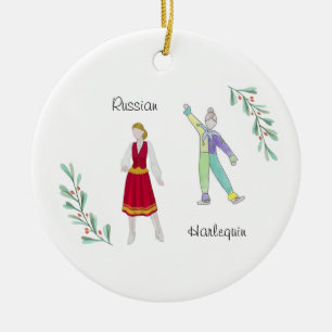 Customisable  Nutcracker Rusisian/Columbine Ceramic Tree Decoration