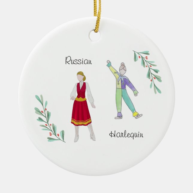 Customisable  Nutcracker Rusisian/Columbine Ceramic Tree Decoration (Front)