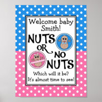 Customisable Nuts or No Nuts gender reveal poster