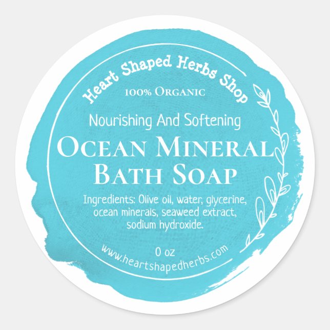 Customisable Ocean Soap Label Handmade Business (Front)