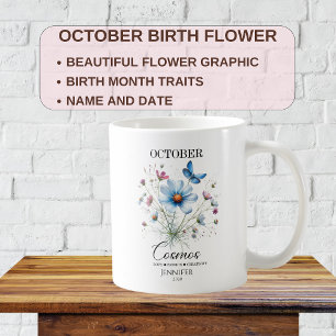 Customisable October Birthday Cosmos Flower   Coffee Mug