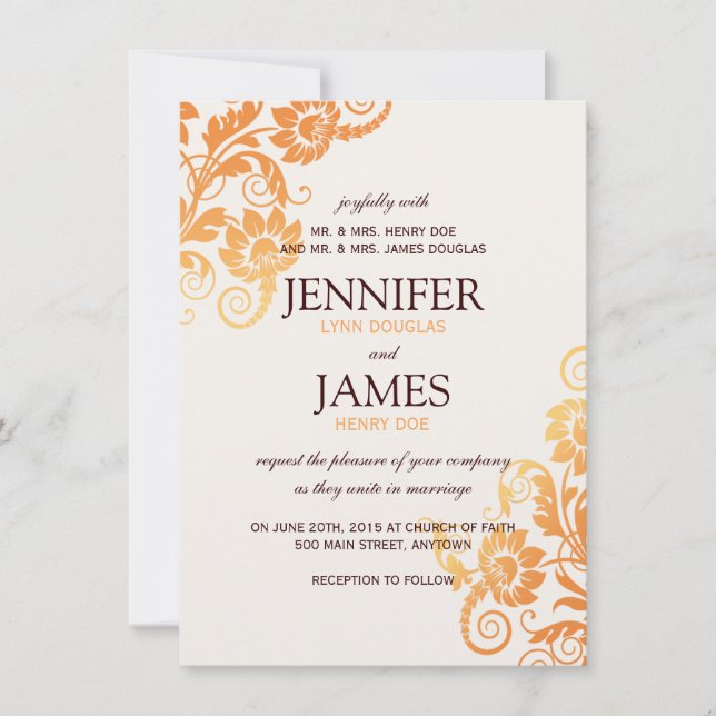 Customisable Ombre Fall Wedding Invitations (Front)