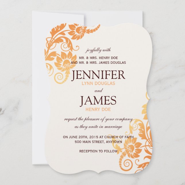 Customisable Ombre Fall Wedding Invitations (Front)