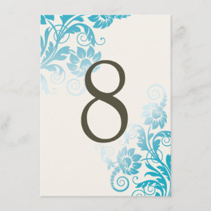 Customisable Ombre Teal Table Number Cards