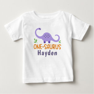 Customisable One-saurus Dinosaur Birthday Baby T-Shirt