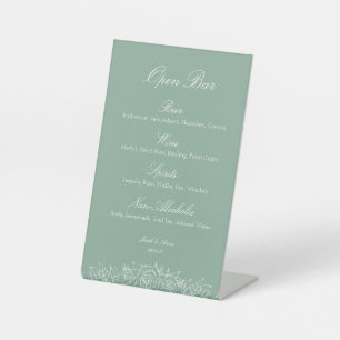 Customisable Open Bar Sign Sage Florals