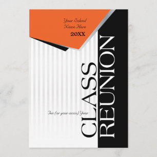 Customisable Orange and Black Class Reunion Invitation