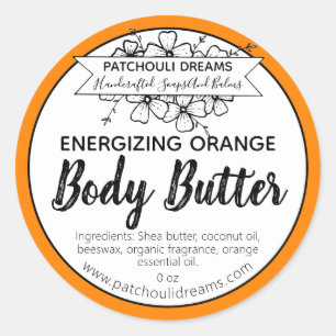 Customisable Orange Body Butter Label Handmade