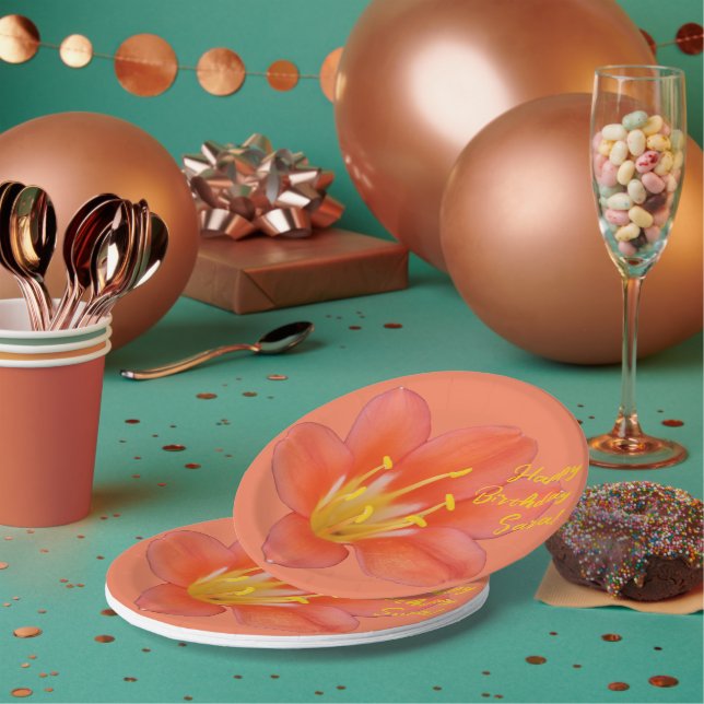 Customisable Orange Flower Photo | Paper Plate (Multi)