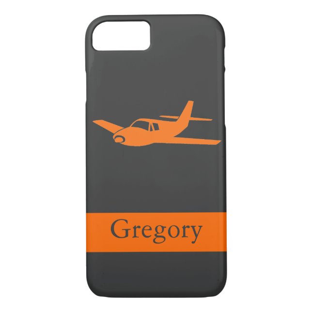 Customisable orange grey aeroplane iPhone 7 case (Back)