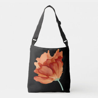 Customisable Orange Poppy hand painted Crossbody Bag