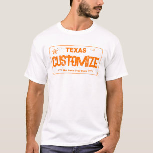 Customisable orange Texas license plate shirt