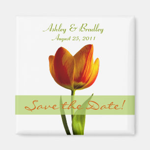 Customisable Orange Tulip Save the Date Magnet