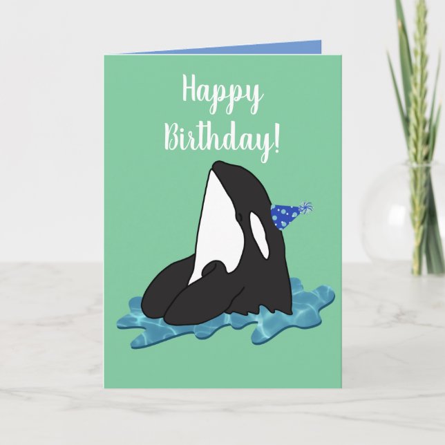 Customisable Orca Killer Whale Birthday  Card (Front)