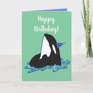 Customisable Orca Killer Whale Birthday  Card