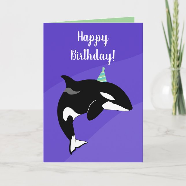 Customisable Orca Killer Whale Birthday  Card (Front)