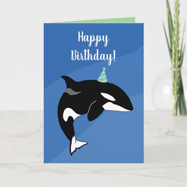 Customisable Orca Killer Whale Birthday  Card (Front)
