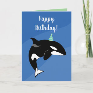 Customisable Orca Killer Whale Birthday  Card