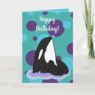 Customisable Orca Killer Whale Birthday  Card