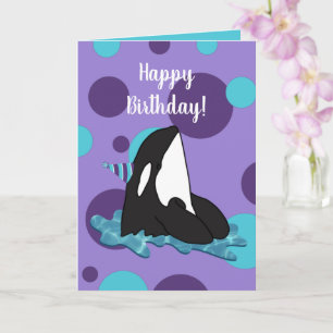 Customisable Orca Killer Whale Birthday  Card