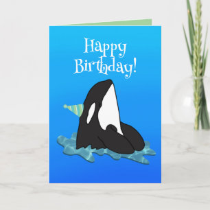 Customisable Orca Killer Whale Birthday  Card