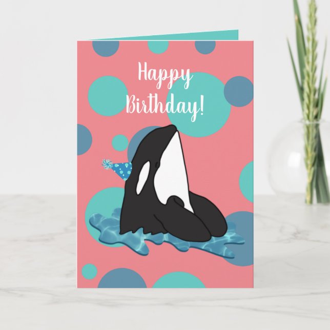 Customisable Orca Killer Whale Birthday  Card (Front)