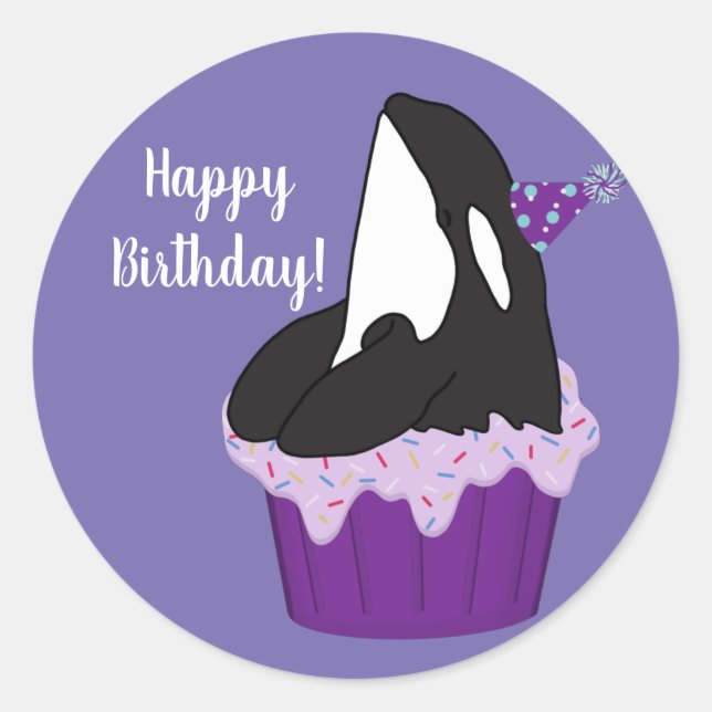 Customisable Orca Killer Whale  Birthday  Classic  Classic Round Sticker (Front)