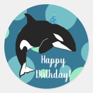 Customisable Orca Killer Whale  Birthday Classic Round Sticker