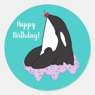 Customisable Orca Killer Whale  Birthday  Classic  Round Sticker