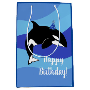 Customisable Orca Killer Whale Birthday Medium Gift Bag