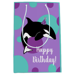 Customisable Orca Killer Whale Birthday  Medium Gift Bag