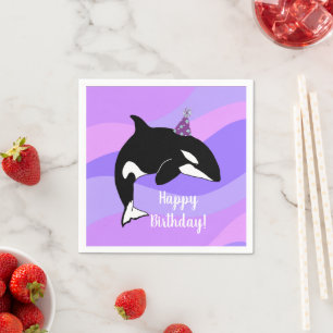 Customisable Orca Killer Whale Birthday Napkin