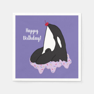 Customisable Orca Killer Whale Birthday Napkins
